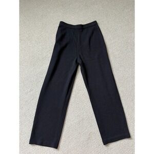 St John Collection Santana Knit Pants Black Straight Leg Elastic Waist Size 4